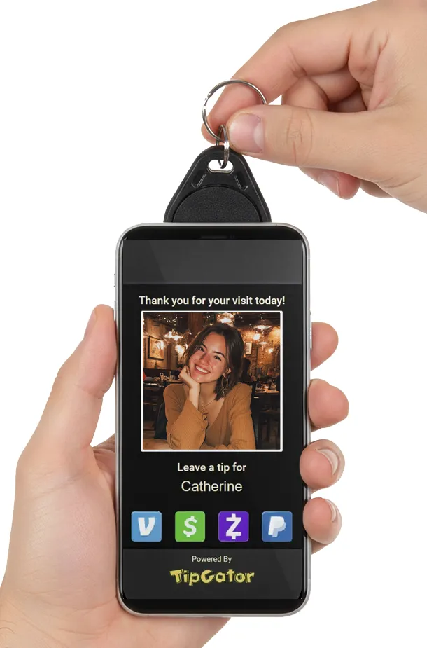 scan your phone with TipGator's NFC keytag